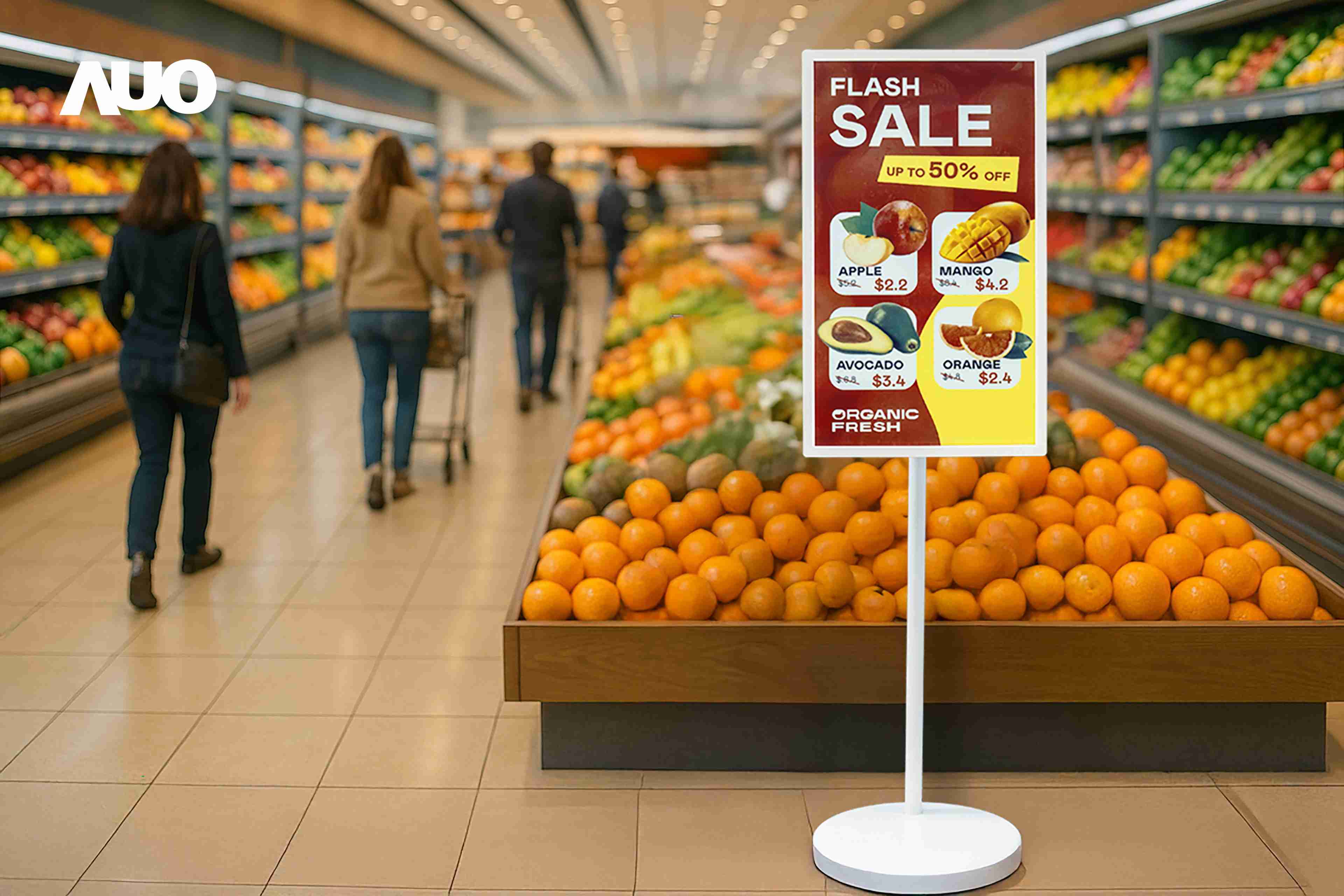 达擎首亮相低功耗、、、、全彩的〝aecoPost电子纸解决方案〞，，，，仅在更新画面时需要微量的电力驱动，，，无需布建电线的便捷设计，，，使其可灵活应用、、、随意置放，，，并可透过云端或行动装置app，，，轻松管理及排程广告内容，，，晋升店头营销利器。。。。